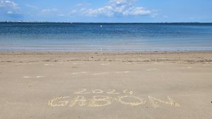 Port-Gentil beach in Gabon featuring sand, water, and sky