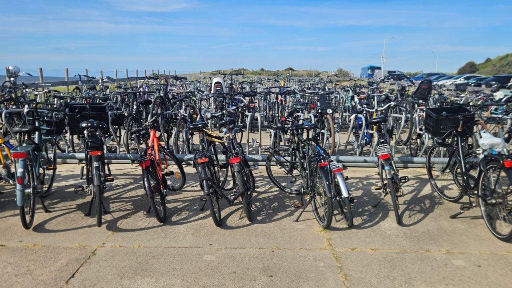 Bicycles parked at Scheveningen Beach, The Netherlands