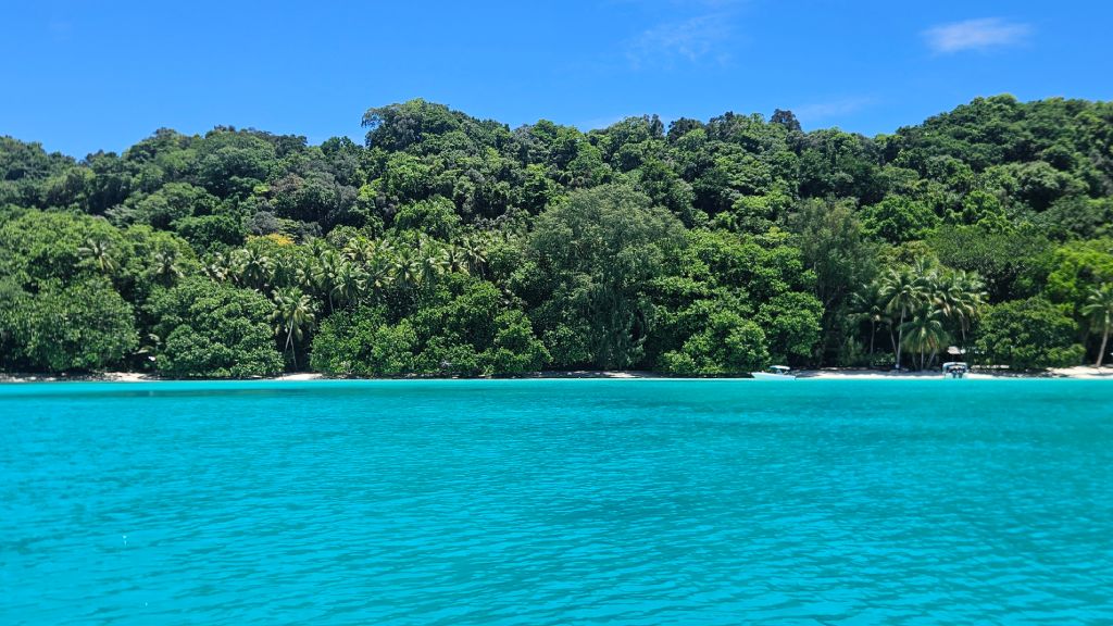 Rock Islands of Palau with turquoise sea and limestone formations