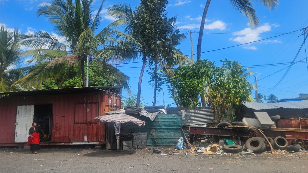 Informal restaurant in an open dirt area in Moroni, Comoros