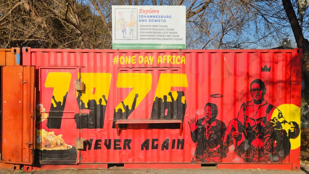 Colorfully painted container in Soweto, Johannesburg, South Africa